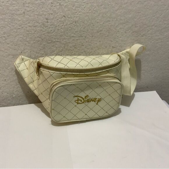 Loungefly Disney Logo Quilted White Cream Fanny Pack - Picture 5 of 10